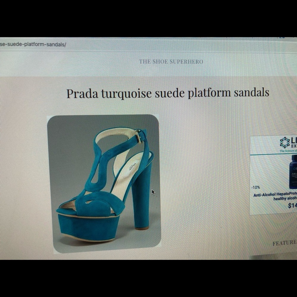 Prada knock offs, turquoise suede platform sandals - Picture 6 of 7